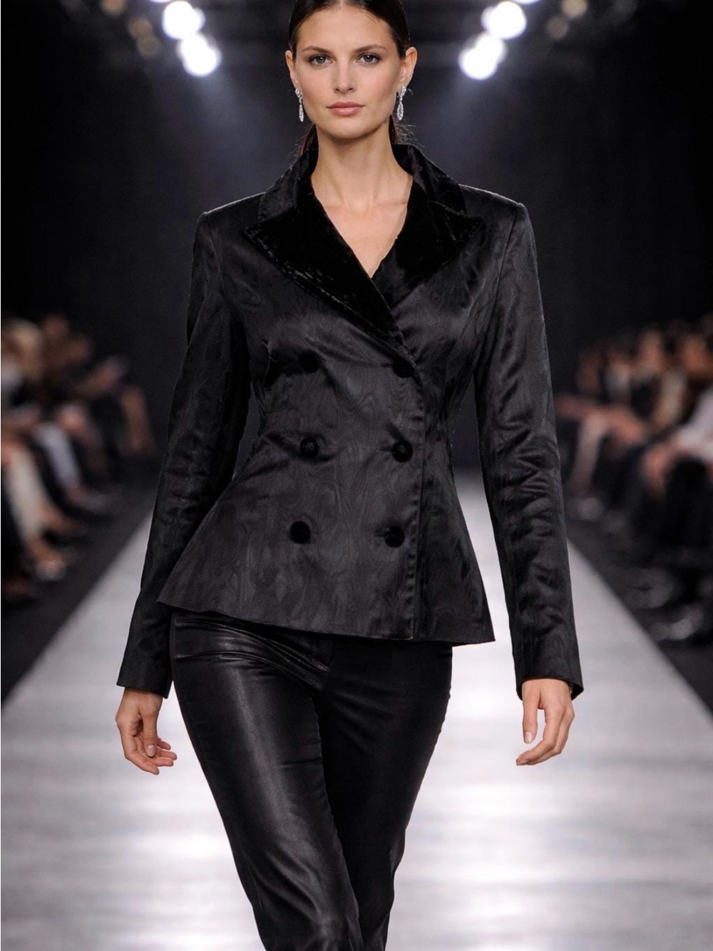 Lagerfeld Women’s Black Double-Breasted Satin Blazer